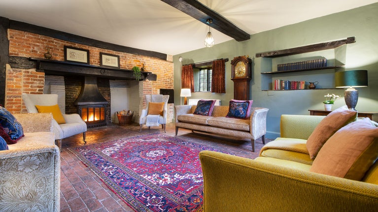 The sitting room at Emley Farmhouse, Surrey